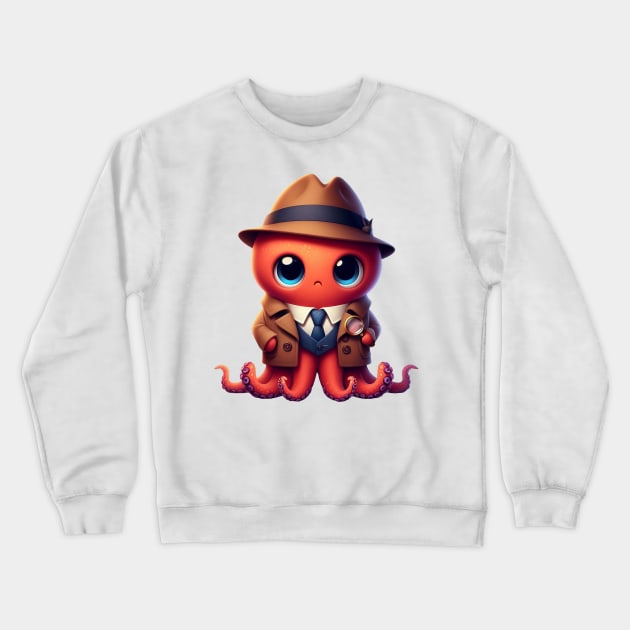 Cute Octopus Detective Crewneck Sweatshirt by Dmytro